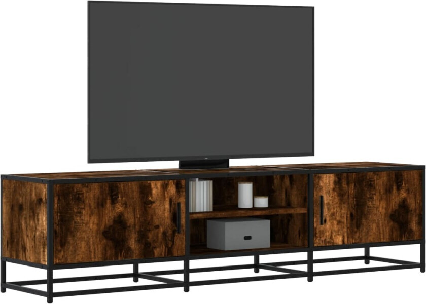 TV-benk røkt eik 160x35x41 cm konstruert tre og metall