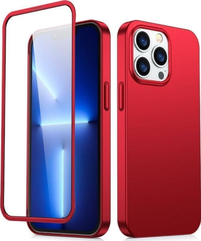 360 Full Case-Deksel For Iphone 13 Pro Bak- Og Frontdeksel + Rødt Herdet Glass (Jr-Bp935 Rød)