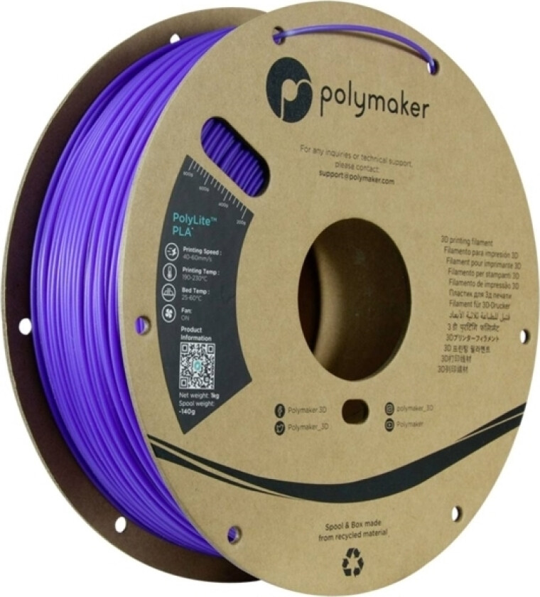Polymaker Pa02071 Temperature Color Changing Filament Pla-Plast Farveskift 1.75 Mm 1000 G Purple, Pink, Translucent Polylite™ 1 Stk