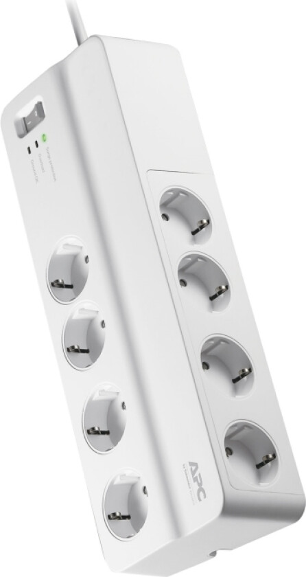Apc Surgearrest Essential - Overspenningsavleder - Ac 230 V - 2300 Watt - Utgangskontakter: 8 - 2 M Kabel - Tyskland - Hvit