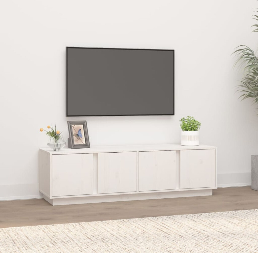 TV-benk hvit 140x40x40 cm heltre furu