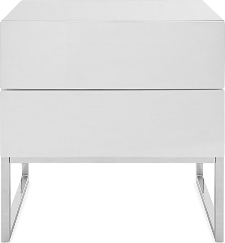 Nola Nattbord 50 cm Høye Ben med Oppbevaring 2 Skuffer - Hvit