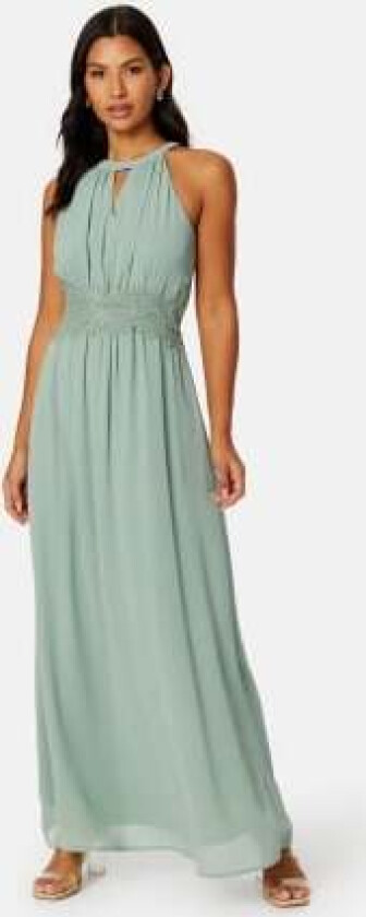 Milina Halterneck Maxi Dress Green Milieu 36
