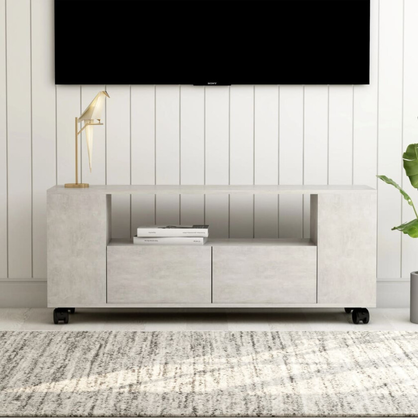 TV-benk betonggrå 120x35x48 cm konstruert tre