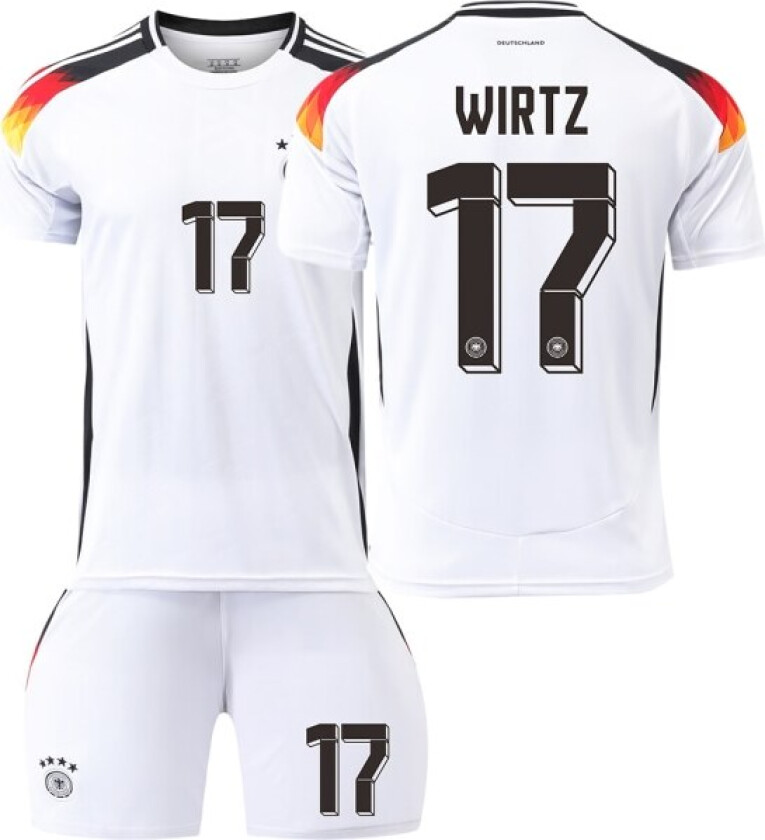 Tyskland Hjem Euro 2024 Drakt Fotballdrakt Barn Menn Kit Nr.17 WIRTZ sockless S