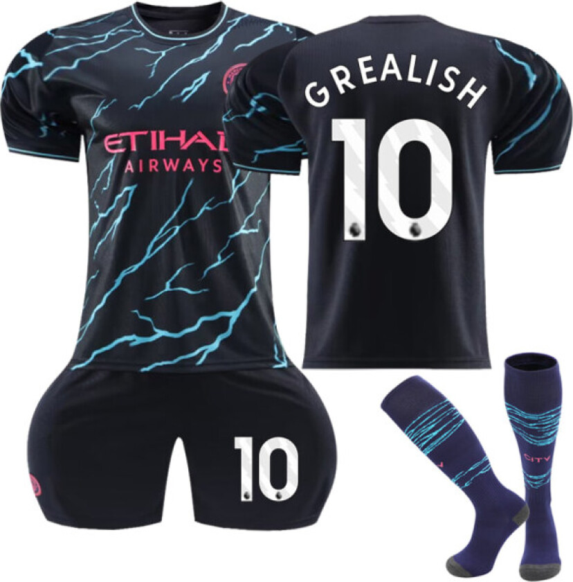 23-24 Manchester City Borte Barn No.10 Grealish Fotballdrakt NO.10 NO.10 24