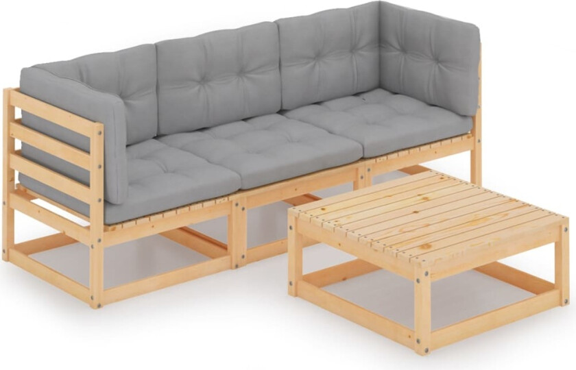 Hagesofagruppe med puter 4 deler heltre furu