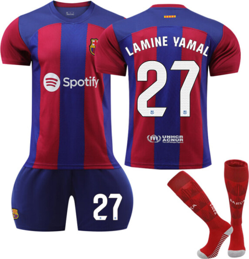 23-24 Barcelona Hjemme Barn Fotballdrakt Nr. 27 Yamal Voksen S