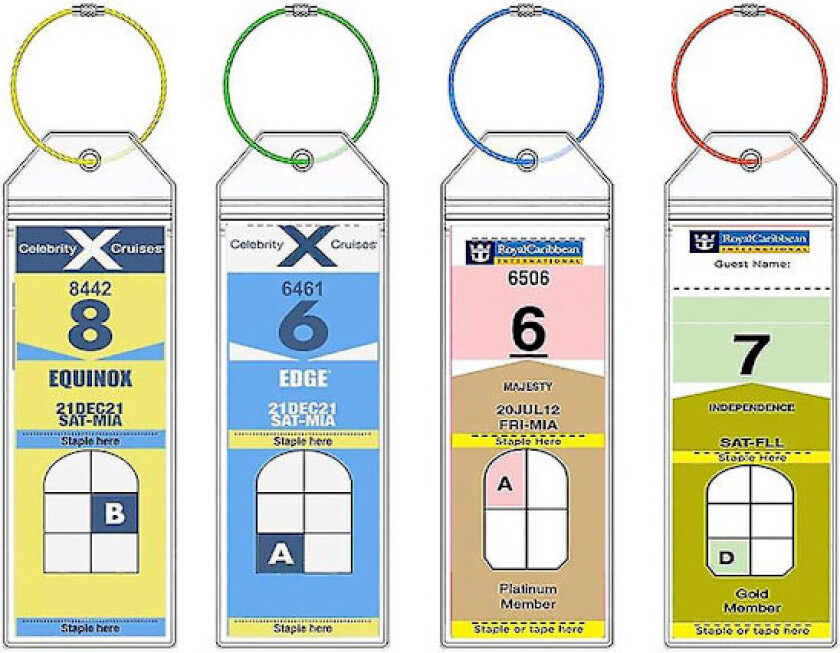 4 stk. Cruise Luggage Tags Gjennomsiktig Vanntett Tykk Luggage Tags med Glidelås og Stålløkker for Royal Caribbean Ships og Celebrities
