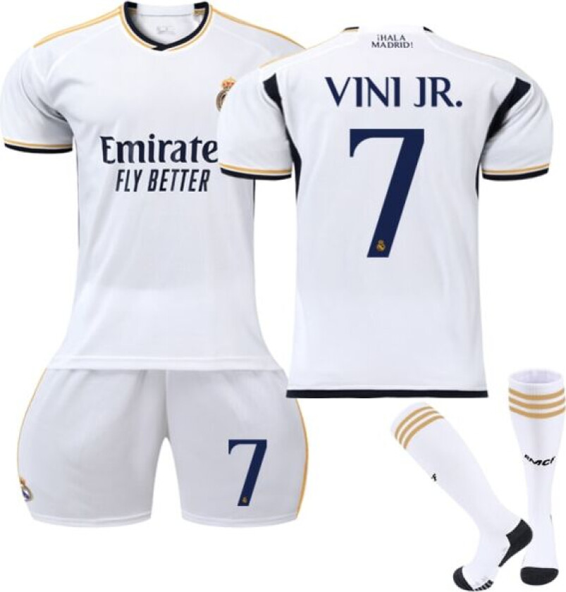 2023-2024 Real Madrid Hjemme Fotballdrakt for barn Vinicius nr. 7 VINI JR no. 7 VINI JR no. 7 VINI JR 28