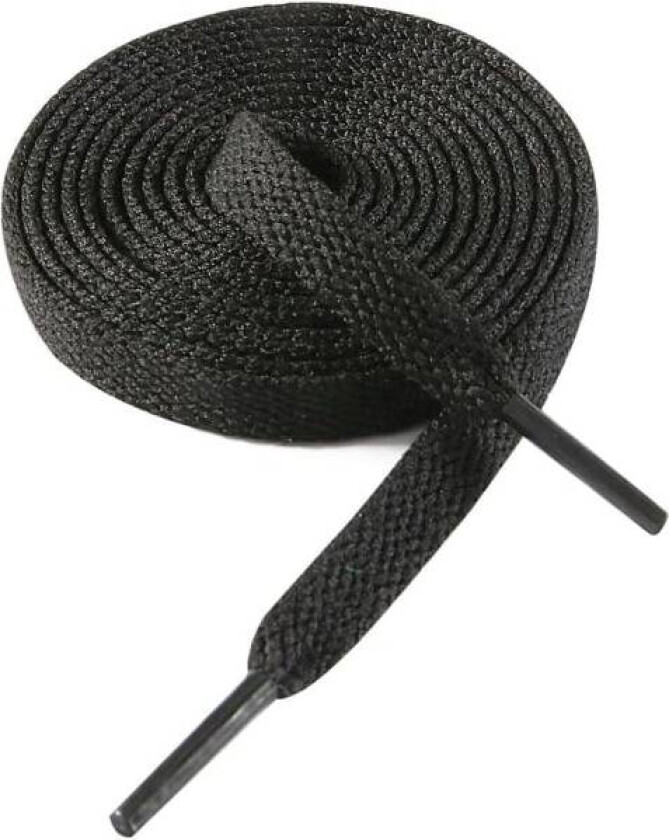 Flatsko lisser for joggesko, enslags 8mm polyester flat farge skolisser, svart, med en lengde på 63 tommer / 160 cm.