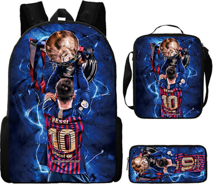 3-pakning Lionel Messi ryggsekk skolesekk skolesekk