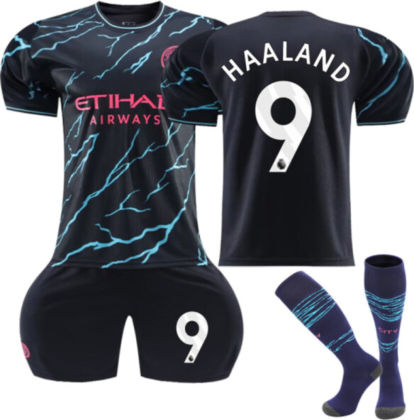 23-24 Manchester City Away Kids fotballdrakt nr. 9 Haaland Y 22