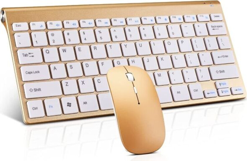 Trådløst tastatur og mus-kombinasjon, kompakt, stille trådløst tastatur og mus-sett 2,4G ultra-tynt, elegant design for Windows, datamaskin, stasjonær PC
