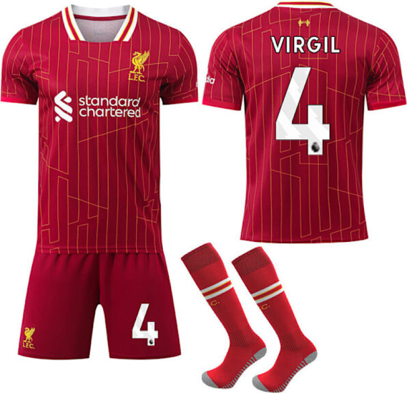 24-25 Ny Liverpool Hjemme Fotballdrakt Barn Voksen Nr. 4 VIRGIL XS