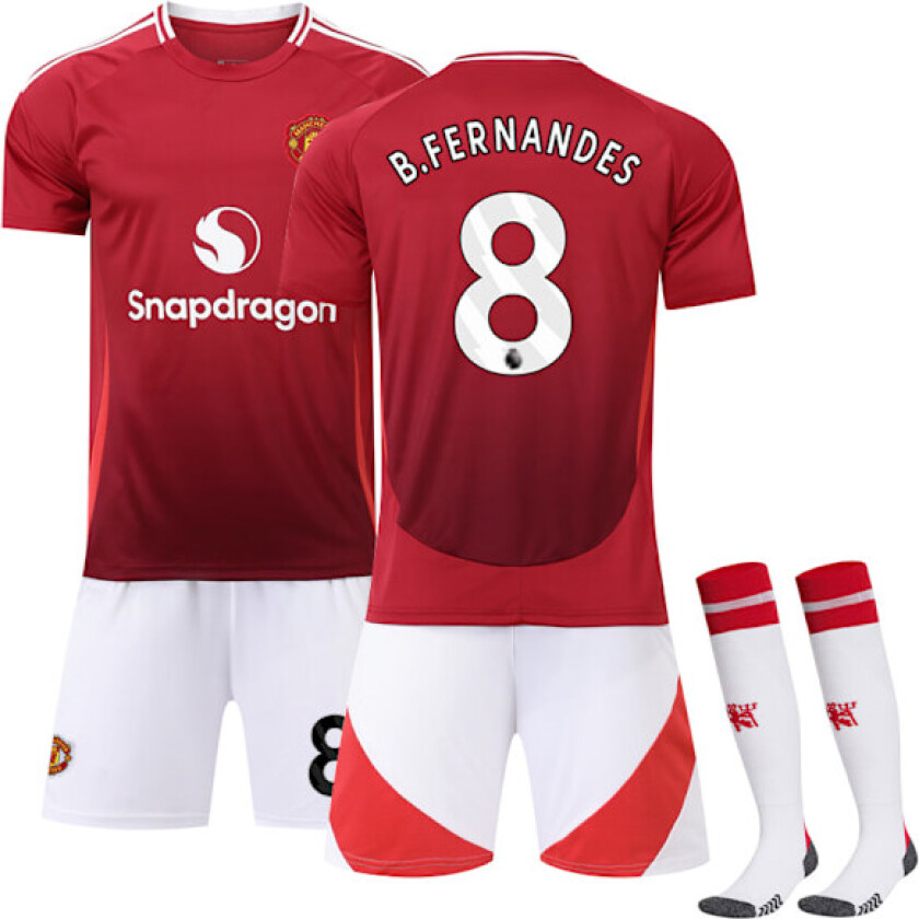 Manchester United Hjemme Fotballdrakt for Barn, Størrelse 24-25, Nr. 8 B. Fernandes 18