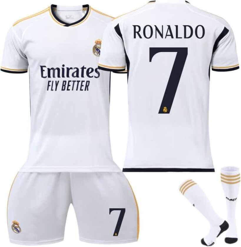 23-24 Real Madrid Hjemme Barn Fotballdrakt Kit Nr. 7 Cristiano Ronaldo No. 7 Ronaldo 22