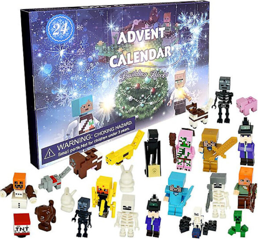 24 stk Adventskalender Minecraft Bygget Leke Jul Halloween Leke Gave Minifigur Sett Puslespill Gaver V