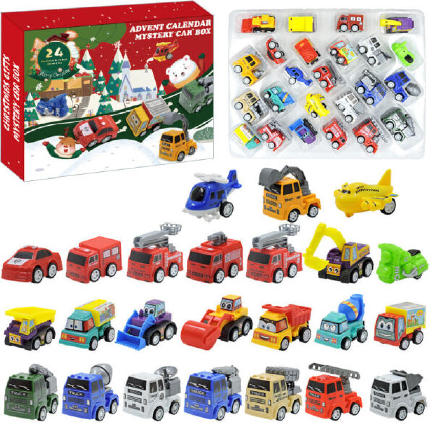 Mub - 2024 adventskalender, barnegåve Biler Biler Lekebiler Barn adventskalendergave 1