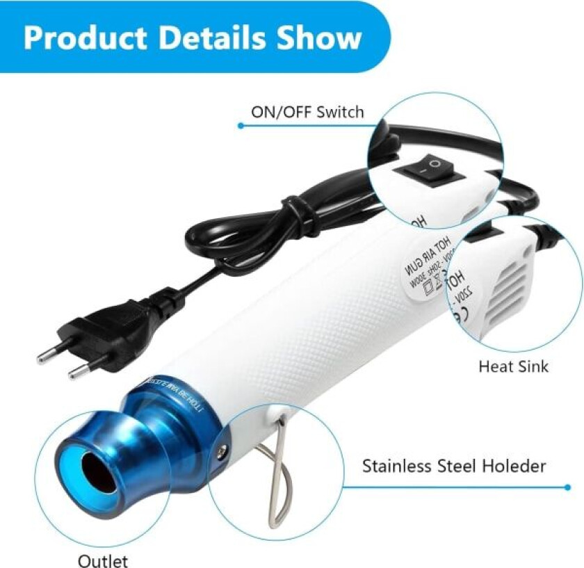 Varmepistol, varmepistol, varmepistol, Mini varmepistol 220V 300W Preget H