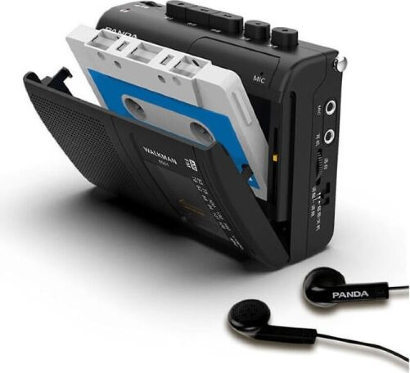 Panda 6501 Bærbar Kassettspiller AM/FM Radio Retro Walkman Kassettopptaker med Høytaler db Black