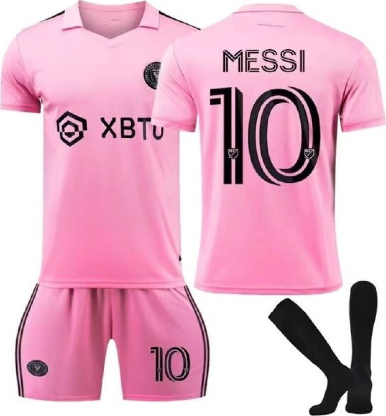 Messi NO.10 Miami International trøye hjemme rosa fotballdrakt voksen dress barnesett XS(155-165cm)