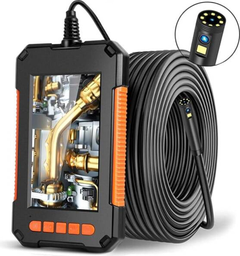 Bilde av Industrielt endoskop, dobbelthodet endoskop inspeksjonskamera, 1080P HD dobbeltobjektiv digitalt endoskop, 4,3 tommers LCD-skjerm, IP67 vanntett (10M) 10M