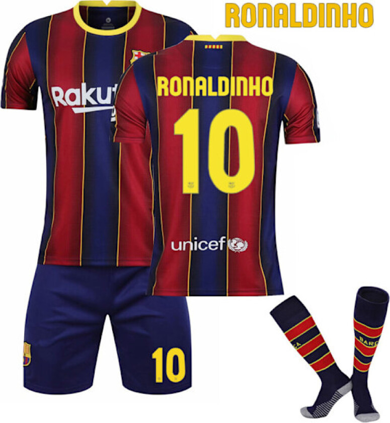 20-21 Barcelona Hjem barn voksen fotballdrakt nr. 10 Ronaldinho adult s