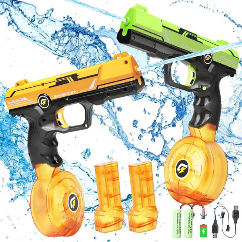 Elektrisk Vannpistol - Oppladbar Automatisk Sprøytepistol med 2 Magasiner 500cc, 32 FT Kraftig Langdistanse Vannpistol Barn Voksne B
