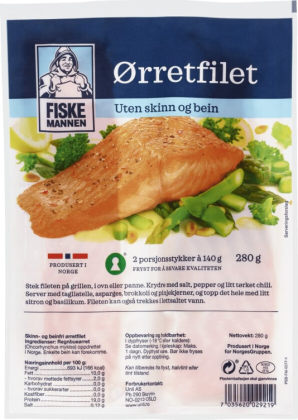 Ørretfilet Porsjoner 2x140g