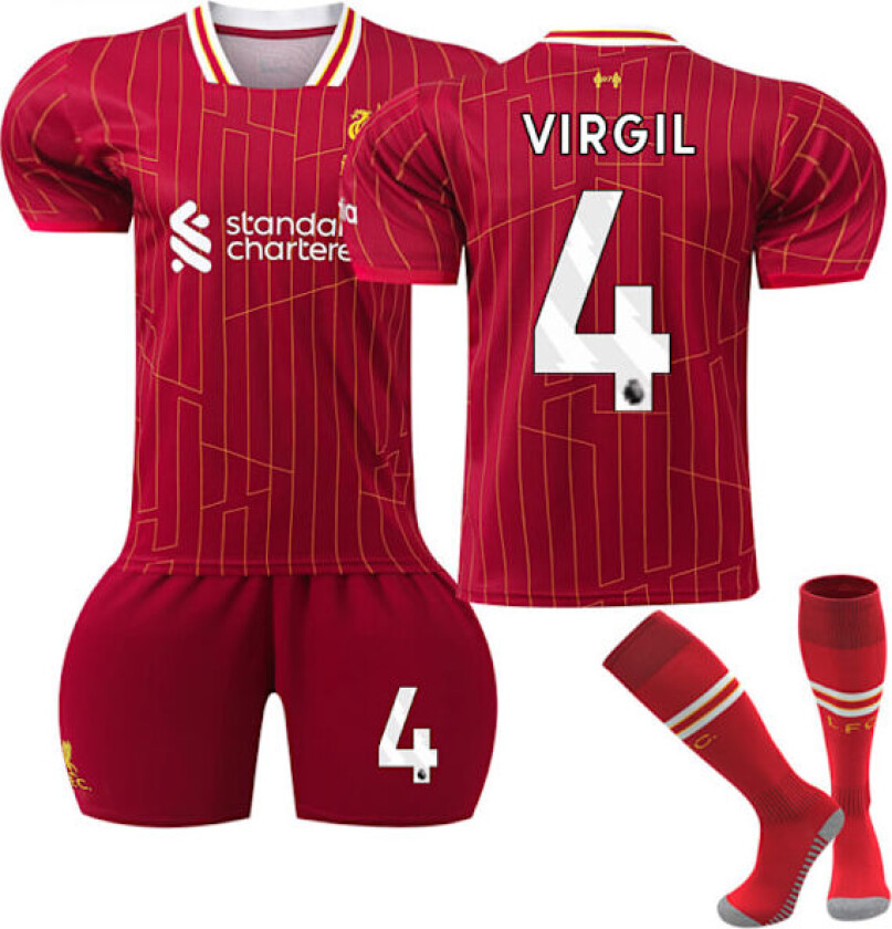 2024-2025 Liverpool Hjemme Barn Fotballdrakt Sett med Strømper nr 4 Virgil 18