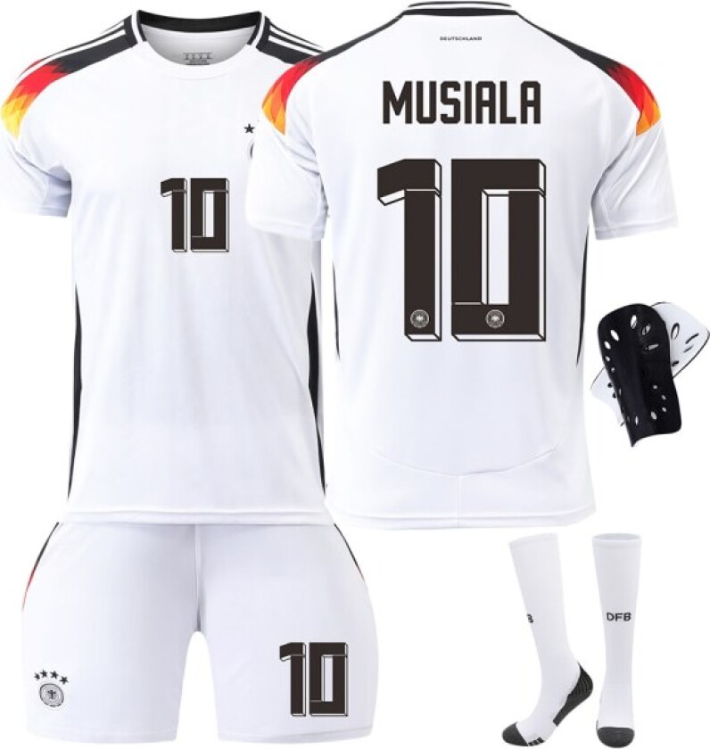 Tyskland Hjem Euro 2024 Drakt Fotballdrakt Barn Menn Kit Nr. MUSIALA With socks+protective gear XL