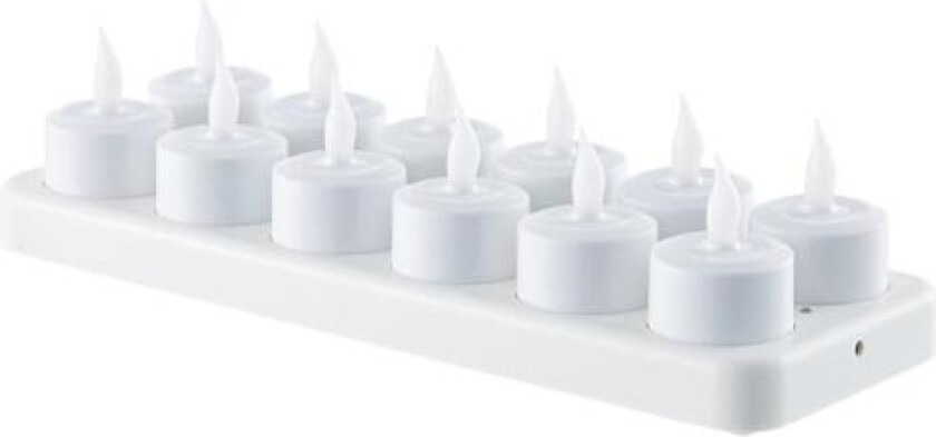 Flammeløse stearinlys - 12 oppladbare LED-telys med flimrende lys