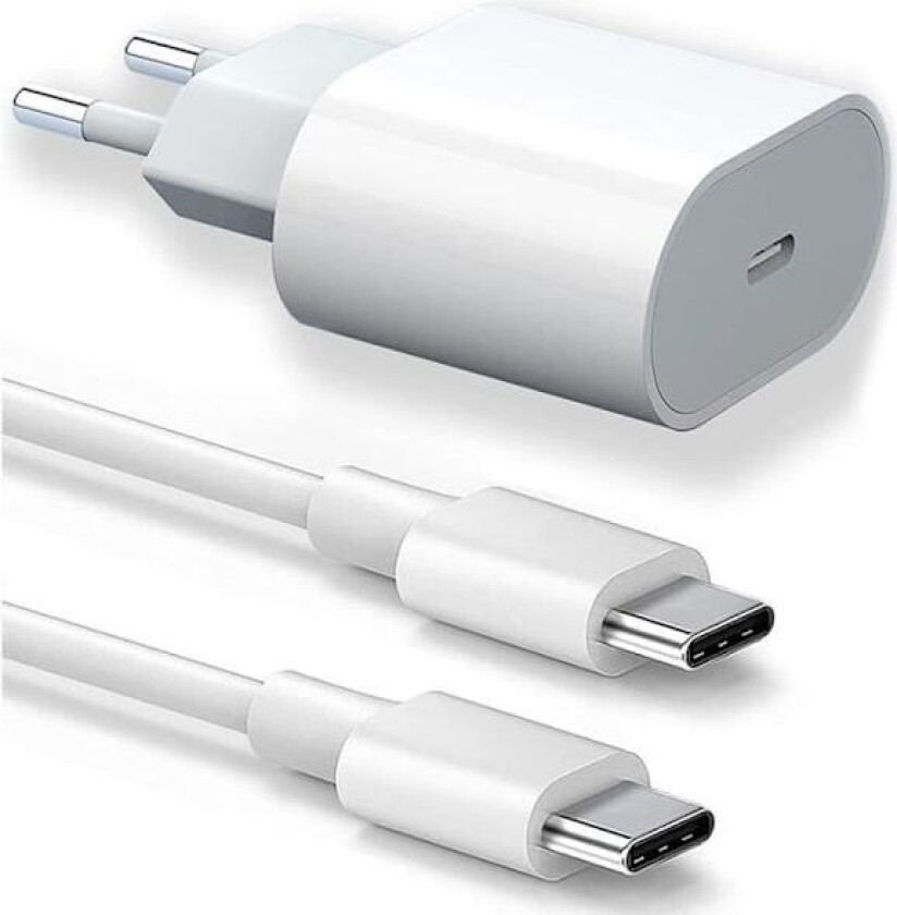 25W USB-C Hurtiglader + 20W 1M USB-C til USB-C Kabel for iPhone 16 Pro Max - iPhone 16 Plus - iPhone 16 Pro - iPhone 16