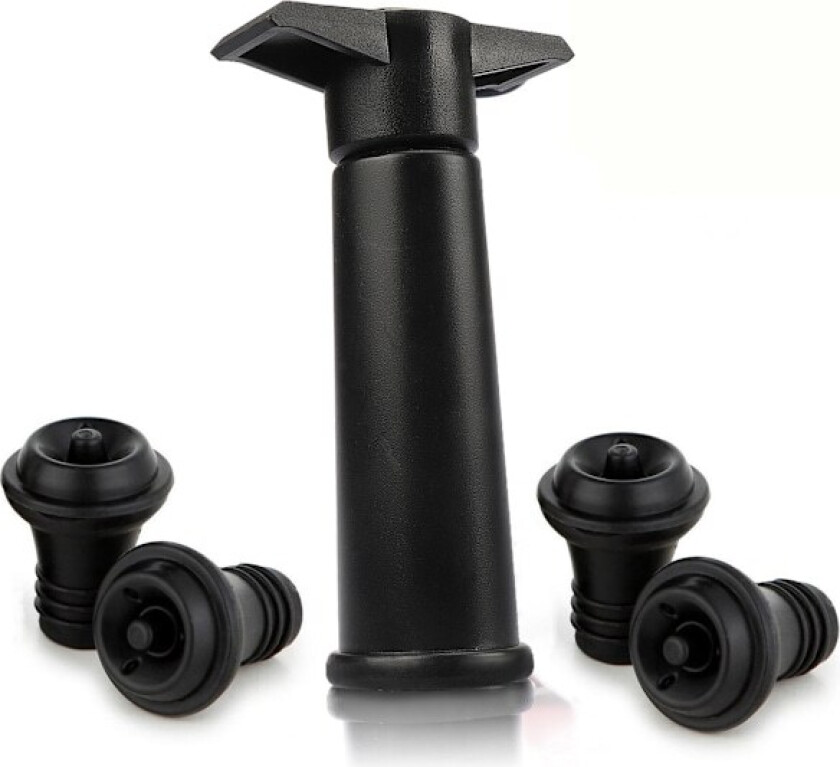Vacu Vin Svart Pumpe med Wine Saver-propper - Holder vinen frisk