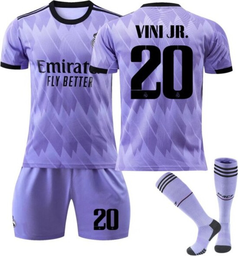 Real Madrid borte lilla nr 9 Benzema nr 20 Vinicius fotballdrakt #20 6-7Y