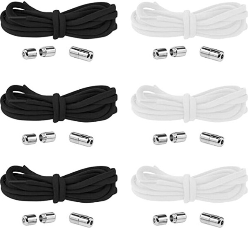 IC Elastiske Skolisser, 6-par 105 cm Knottfri Skolisser for Barn med Mig