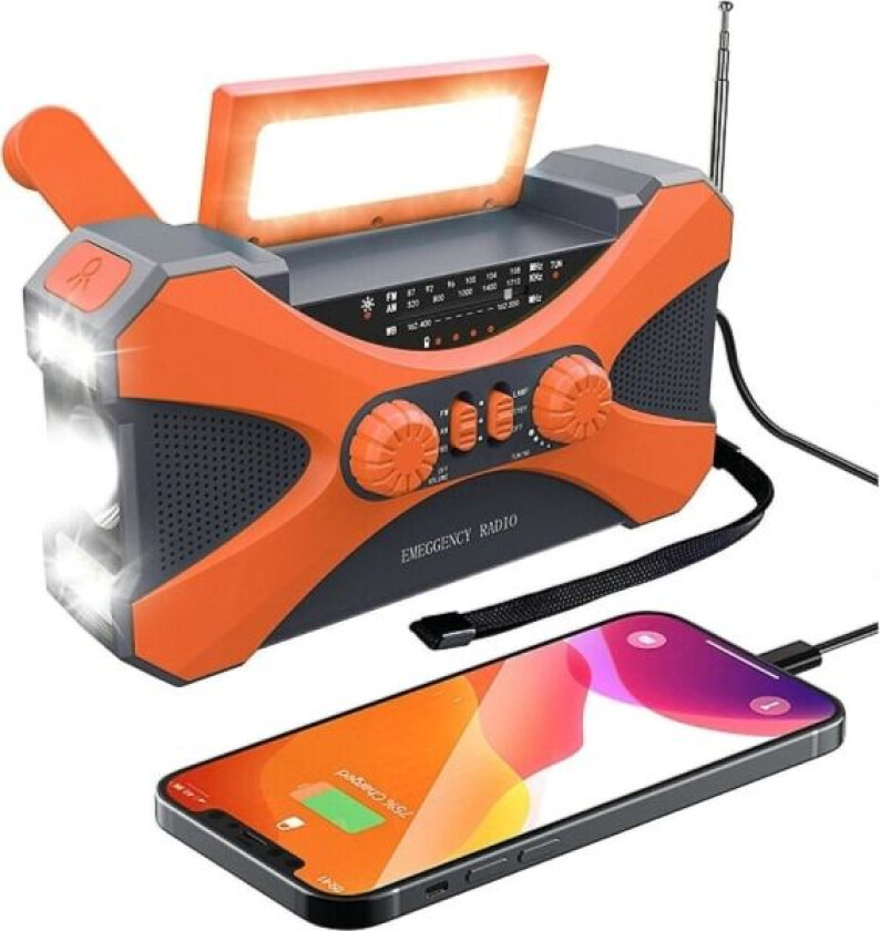 10000mah håndsveiv nødradio - Solcelledrevet håndsveivradioer Campingutstyr Overlevelsesutstyr Orange English version