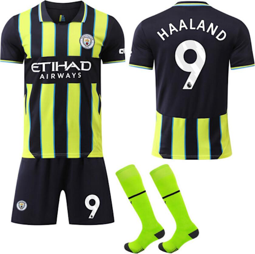 Manchester City 2024-2025 bortedrakt for barn og voksne, fotballdrakt nr 9 Haaland 28