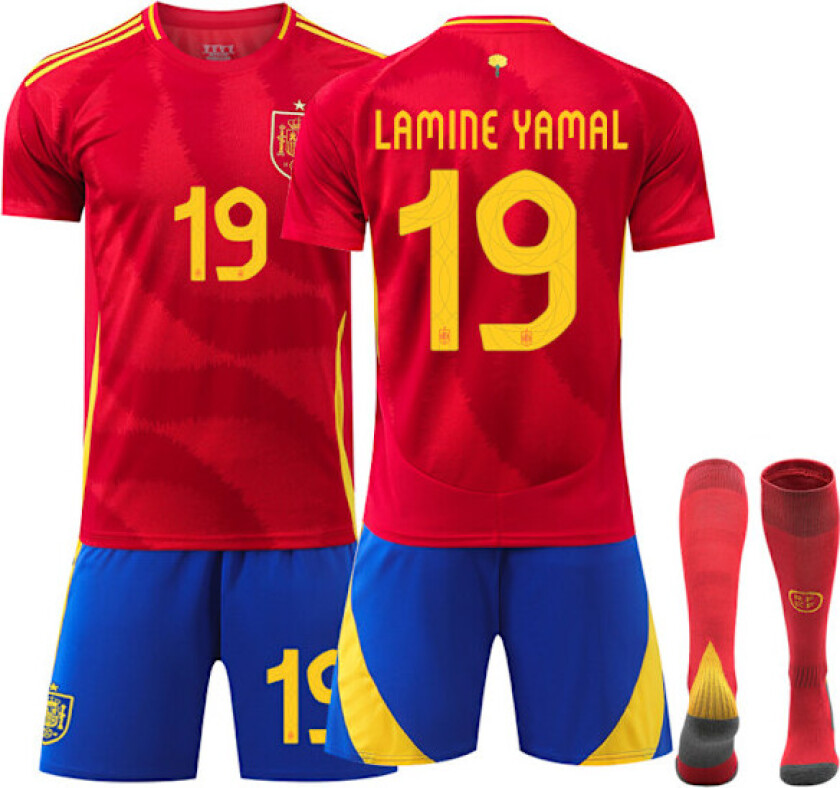 UEFA Euro 2024 Spania Hjemme Fotballdrakt Barn Nr. 19 Yamal 22