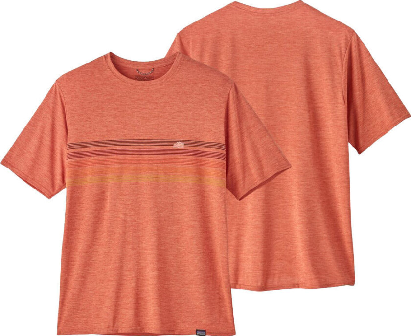 Capilene Cool Daily Graphic Shirt Herre Line Logo Ridge Stripe Quartz Coral Xdye L