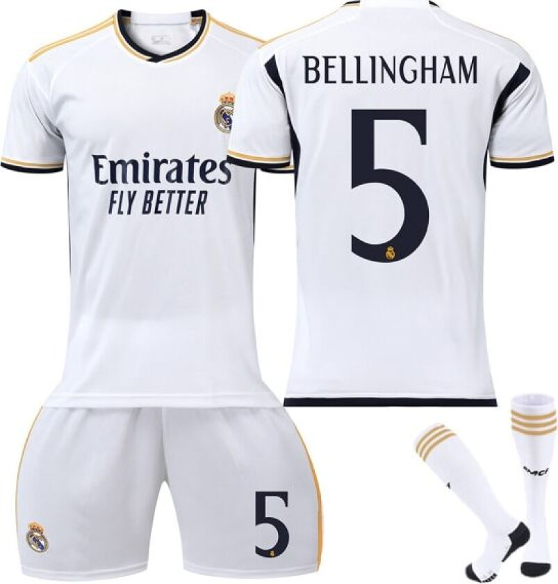 Real Madrid 23-24 sesongen Fotballdrakt for voksne og barn - nr. 5 Bellingham-26 (140-150 cm) 26(140-150cm)