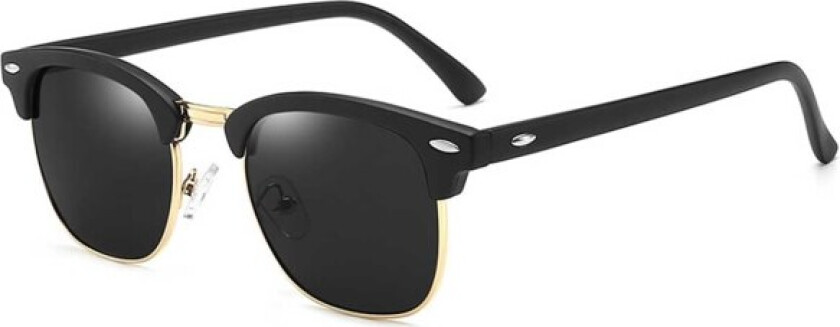 Matt Black Solbriller Clubmaster Gold Black Glass + Senile String svart