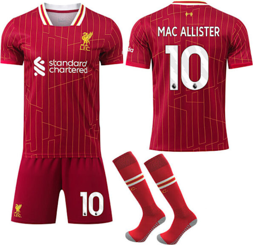 Liverpool Hjemme Fotballdrakt Barn/Voksen 2024-2025 Med Sokker Nr. 10 MAC ALLISTER No.10 MAC ALLISTER 26