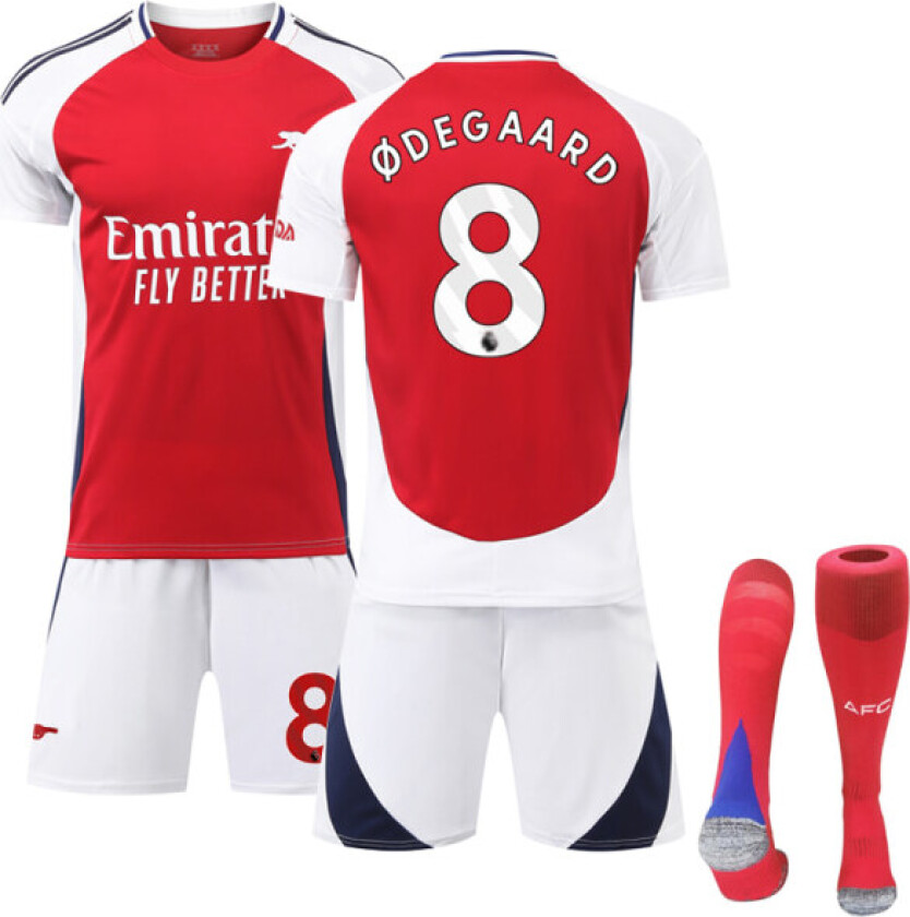 2024-2025 Arsenal Hjemme Barn Fotballdrakt Kit med Strømper Nr 8 Ødegaard No.8 Adult M