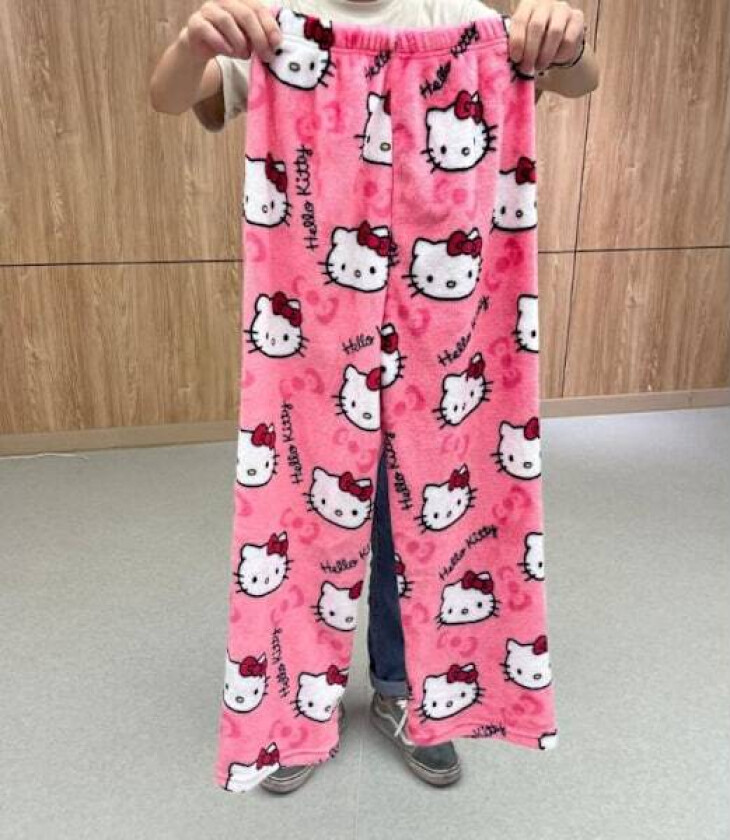 Tegneserie HelloKitty Flanell Pyjamas Plysj og Tykk Isolasjon Pyjamas for Kvinner - Rose Red L