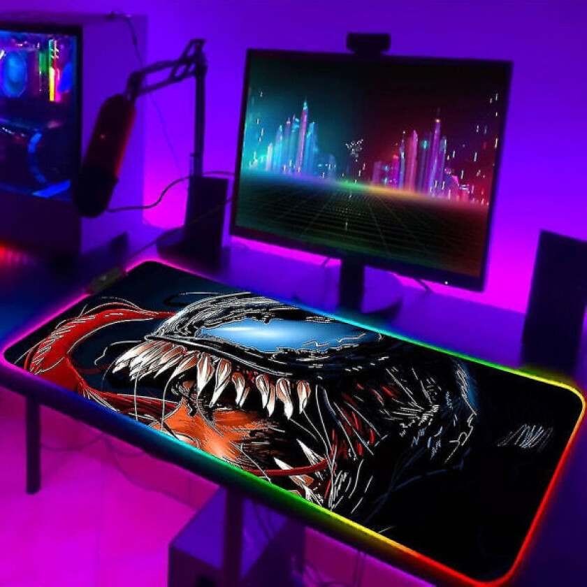 Venom Villain Rgb Musematte, Bakbelyst Led, Spillspiller