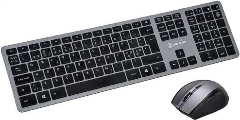 Wireless Slim Metal Tastatur Nordisk Sett Med Tastegruppe Og Mus