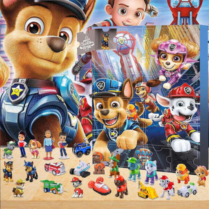 Paw Patrol Julekalender 2024, 24 stk Paw Patrol figurer dukker leker Jul 24 dagers nedtelling kalender Blind Box Festival Gave til henne eller...