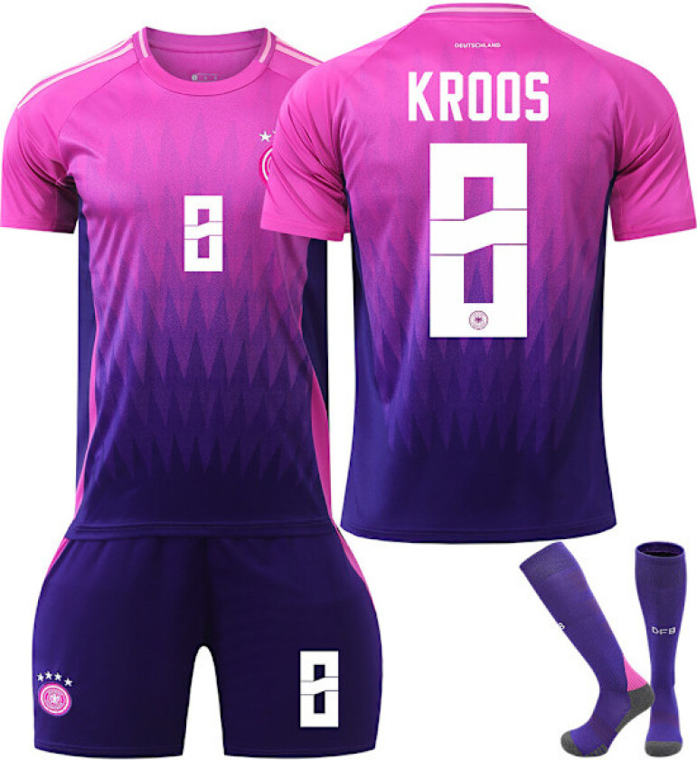 UEFA Euro 2024 Tyskland Bortelag Barn Fotballdrakt Med Strømper NR.8 KROOS NO.8 KROOS XS